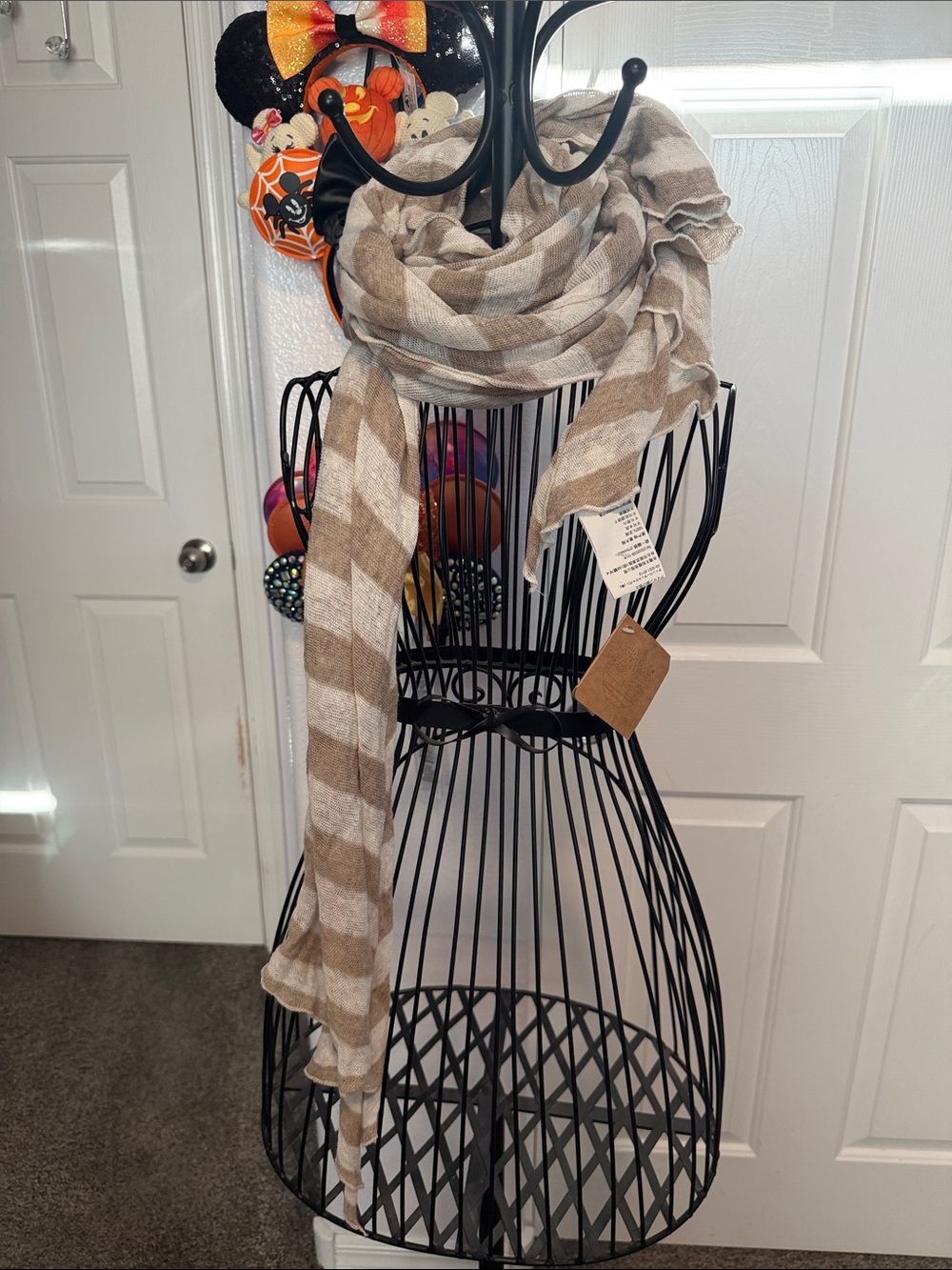 NIB Timberland Cream and Brown Striped Scarf